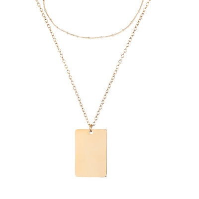 Paper Clip Square Twisted Multilayer  Chain Necklace For Women