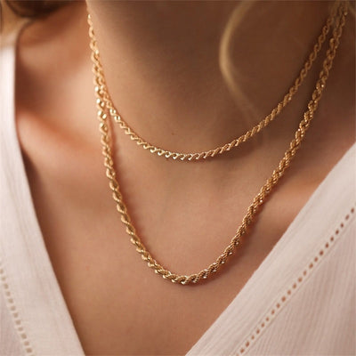 Paper Clip Square Twisted Multilayer  Chain Necklace For Women