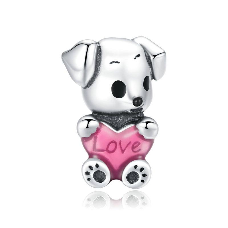 Love Heart Dog Silver Charm - Figueira