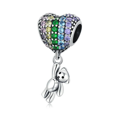 Silver Bear and heart Balloon Bead - Figueira