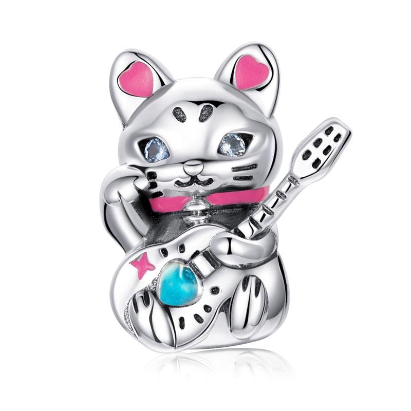 Rocking Cat Silver Charm - Figueira