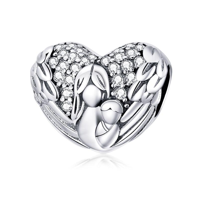 Mom Angel Cubic Zirconia Silver Charm - Figueira
