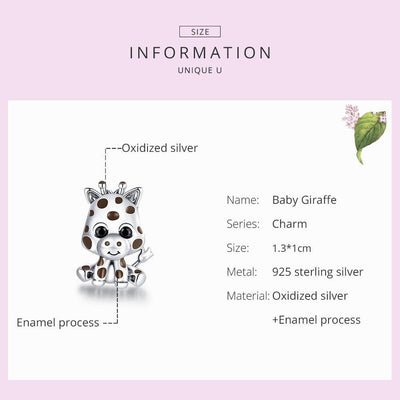 Baby Giraffe silver Charm - Figueira