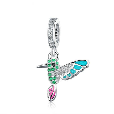 Kingfisher Bird Dangles Charms Fit Bracelet - 925 Sterling Silver - Figueira