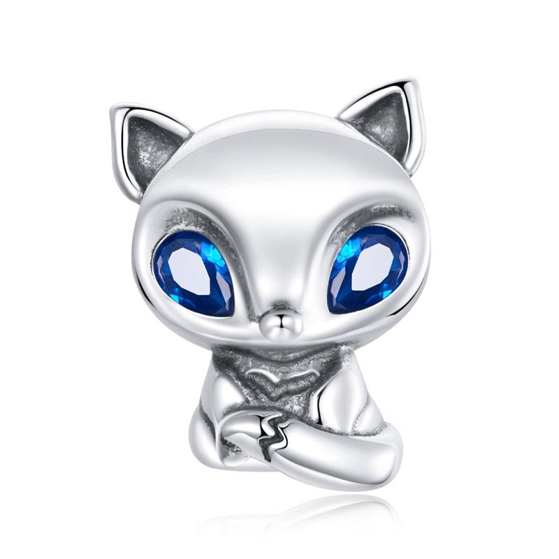 Blue Eyed Cat Silver Charm - Figueira