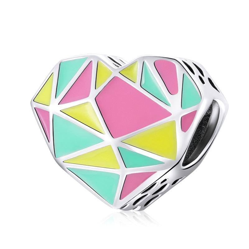 Colourful Pastel Heart Silver Charm - Figueira