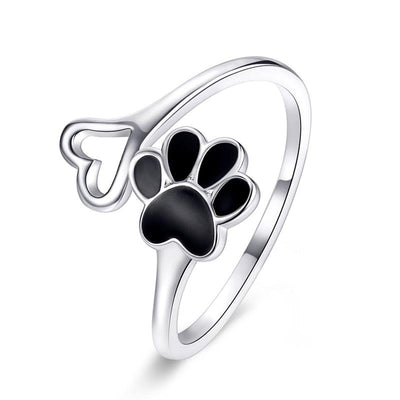 Paw Dog Footprint Heart Ring - Figueira
