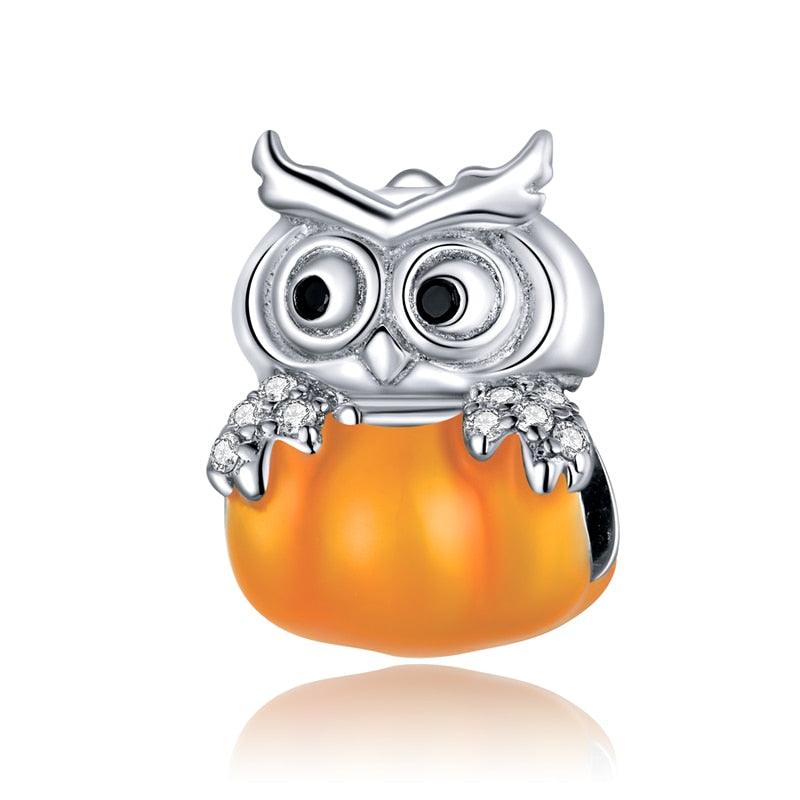 Pumpkin Owl Silver Charm - Figueira