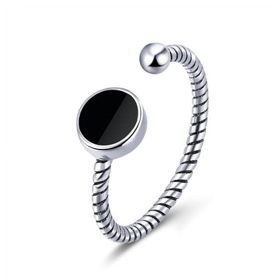 Silver Cool Black Round Open Ring - Figueira