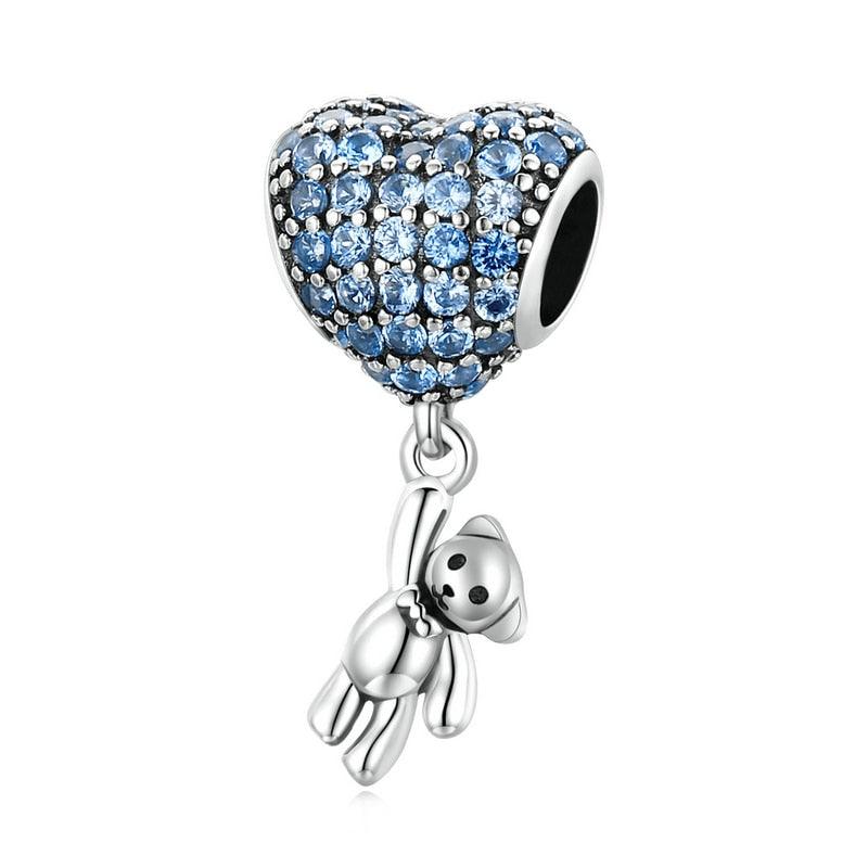 Silver Bear and heart Balloon Bead - Figueira