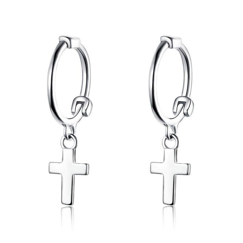Silver Cross Drop Earrings - Figueira
