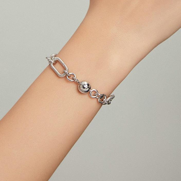 Love paper clip silver charm bracelet - Figueira