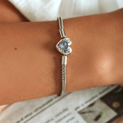 Moonstone heart silver charm bracelet - Figueira