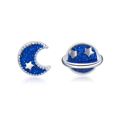 Moon & Planet Galaxy Stud Earrings - Figueira