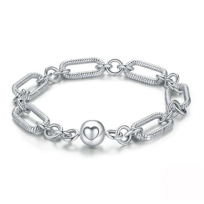 Love paper clip silver charm bracelet - Figueira