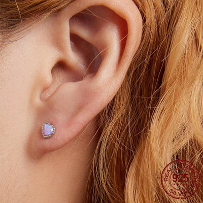 Purple Opal Heart Earrings - Figueira