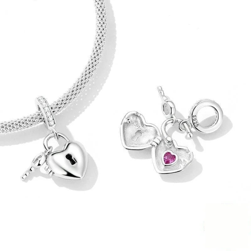 Silver Classic Heart Lock & Key Pendent - Figueira