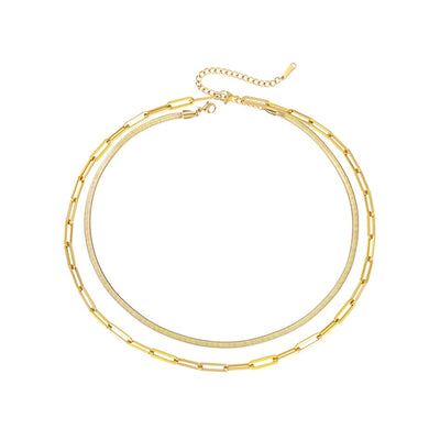 Paper Clip Square Twisted Multilayer  Chain Necklace For Women