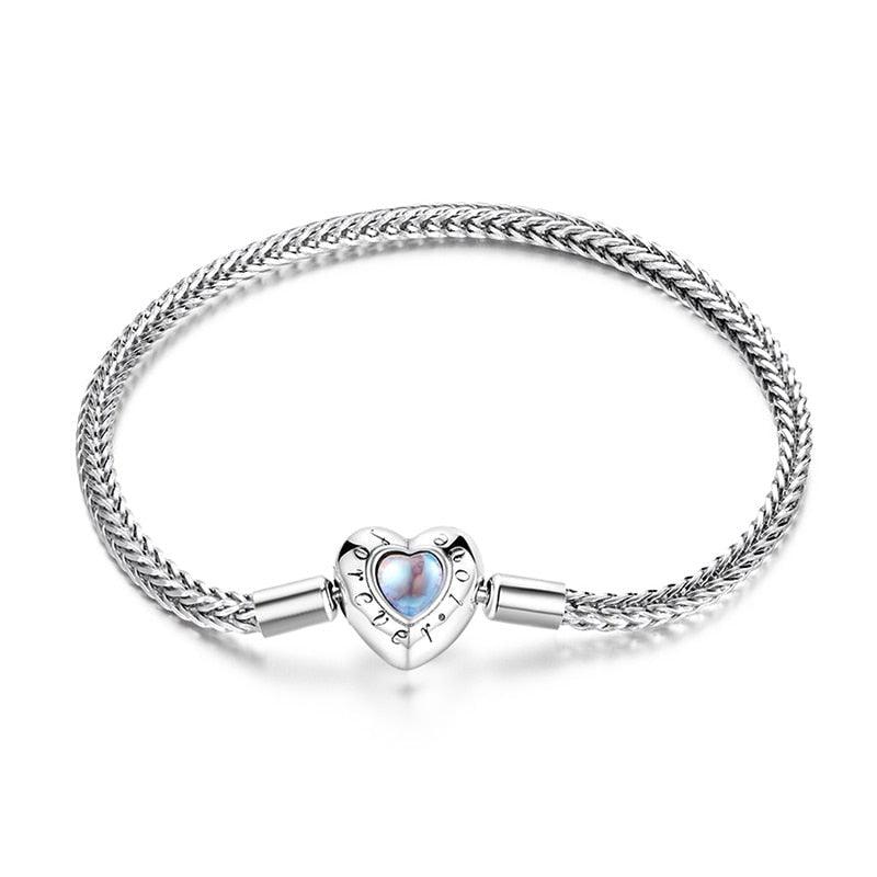 Moonstone Heart Silver Bracelet