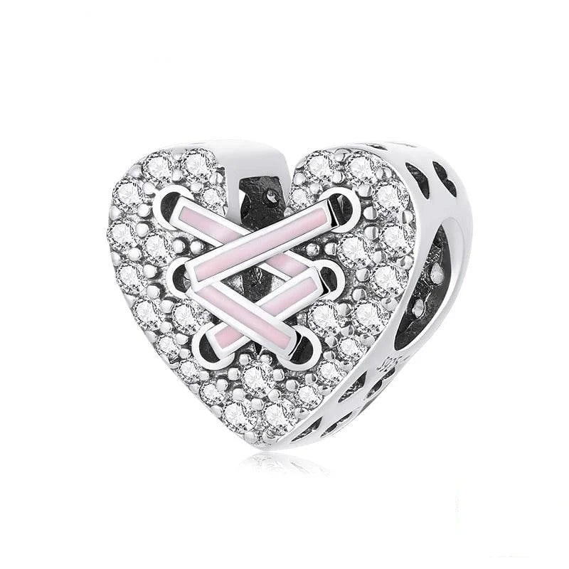 Pink Corset Love Heart silver charm - Figueira