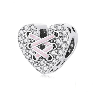 Pink Corset Love Heart silver charm - Figueira