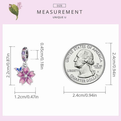 Butterfly Pink Purple Flower Charm - Figueira