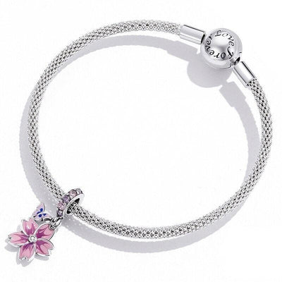 Butterfly Pink Purple Flower Charm - Figueira