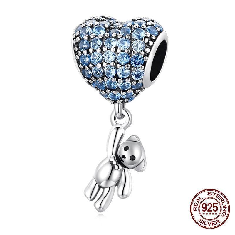 Teddy Bear with Heart Silver Charm - Figueira